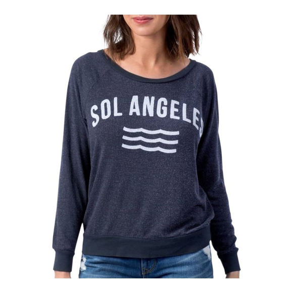 Sol Angelous New Arc Logo Pullover Crewneck Knit Top Sweatshirt in Grey and Navy - Picture 2 of 10